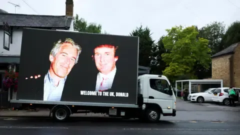 Several Detentions Made Following Trump and Jeffrey Epstein Pictures Projected on Royal Castle